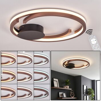 Miral Plafonnier LED Bronze, 1 lumière, Télécommandes