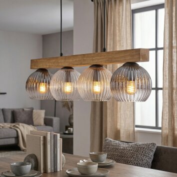 Koyoto Suspension, Boule lumineuse, Suspension Écru, Noir, 4 lumières