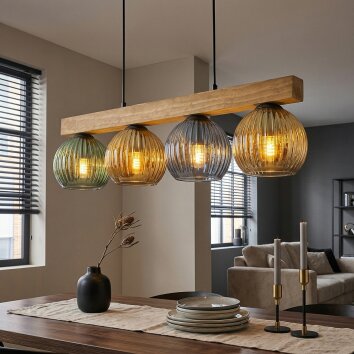 Koyoto Suspension, Boule lumineuse, Suspension Écru, Noir, 4 lumières