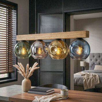 Ripoll Suspension, Boule lumineuse, Suspension Écru, Noir, 4 lumières