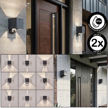 Almodofa Lampe murale d´extérieur, Luminaire Up & Down, Applique murale LED Anthracite, 1 lumière, Détecteur de mouvement