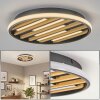 Velani plafonnier LED rond Ø 41 cm, lattes en bois, design scandinave pour salon