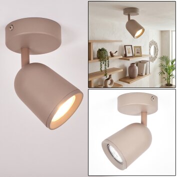 Lemak spot de plafond LED orientable beige taupe, luminaire moderne GU10