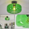 Boza plafonnier en verre vert, abat-jour rond rétro, douille E27 Ø 28 cm