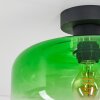 Boza plafonnier rond en verre vert dégradé Ø 28 cm, abat-jour globe rétro