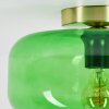 Boza plafonnier rétro en verre vert, abat-jour rond Ø 28 cm