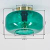 Plafonnier Boza en verre vert, luminaire de plafond rond Ø 28 cm vintage