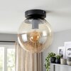 Plafonnier Gastor boule en verre ambré, luminaire de plafond vintage