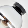 Plafonnier Gastor globe en verre fumé, lampe de plafond vintage