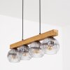 Ripoll suspension luminaire verre et bois 4 lampes, globes striés, longueur 75 cm