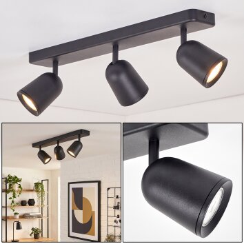Lemak plafonnier spot orientable LED, 3 lumières GU10 sur rampe rectangulaire