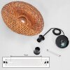 Suspension Bauro, abat-jour bombé en bambou brun pour la table à manger, longueur 50 cm
