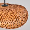 Suspension Bauro, abat-jour bombé en bambou brun pour la table à manger, longueur 50 cm