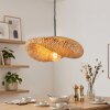 Suspension Bauro avec abat-jour bombé en bambou écru pour la table à manger, longueur 50 cm