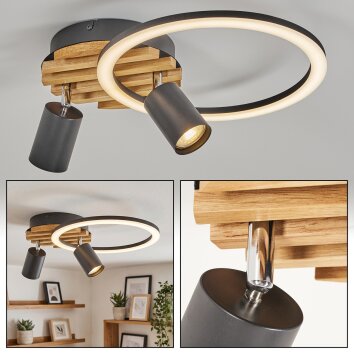 Velani plafonnier LED avec spots orientables, 2 lampes, anneau lumineux