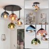 Gastor plafonnier 4 lampes, abat-jours boule en verre coloré, culot E14