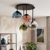 Gastor plafonnier 4 lampes, abat-jours boule en verre coloré, culot E14