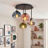 Gastor plafonnier 4 lampes, abat-jours boule en verre coloré, culot E14