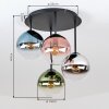 Gastor plafonnier 4 lampes, abat-jours boule en verre coloré, culot E14