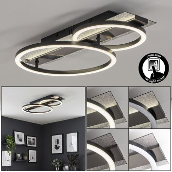 Kordex plafonnier LED moderne à deux anneaux lumineux pour salon, 4000 Kelvin