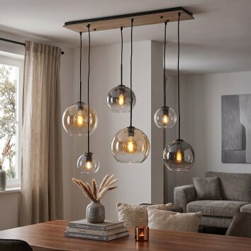 Koyoto suspension 6 feux E27, lustre vintage pour salle à manger et salon