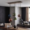 Koyoto suspension 6 lampes E27 à abat-jour en verre multicolore vintage