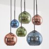 Koyoto suspension 6 lampes E27 à abat-jour en verre multicolore vintage
