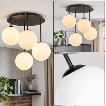Chehalis plafonnier boule G9 à 4 lampes, style moderne rétro pour salon