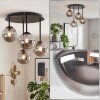Plafonnier moderne Chehalis à 4 lumières avec abat-jour ronds en verre fumé, ø 12 cm, G9