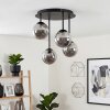 Plafonnier moderne Chehalis à 4 lumières avec abat-jour ronds en verre fumé, ø 12 cm, G9