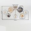 Plafonnier en grappe Koyoto à 7 lumières, abat-jour en verre ambre, clair et fumé ø 15 cm