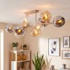Plafonnier moderne Koyoto à 10 lumières avec abat-jour en verre ambre, chrome, clair et fumé