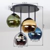 Plafonnier moderne Koyoto, 4 abat-jour ronds en verre en cluster, 25 Watt