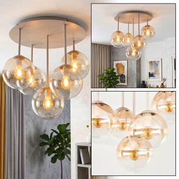 Gastor plafonnier boule E14 5 lumières, diamètre 45 cm, style moderne vintage