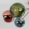 Plafonnier moderne Koyoto avec sept abat-jour en verre bleu, vert et cuivré, ø 15 cm, E14