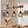Oravi suspension bois 3 lumières E27, longueur 60 cm, abat-jour cage
