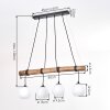 Koyoto suspension de salle à manger à barre en bois, 4 lumières E27, longueur 80 cm