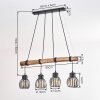 Oravi suspension à barre en bois pour table à manger, 4 lumières E27, longueur 80 cm