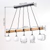 Koyoto suspension à barre en bois, luminaire salle à manger 5 lumières, longueur 100 cm