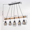 Oravi suspension bois avec barre centrale, 5 lumières E27, longueur 100 cm