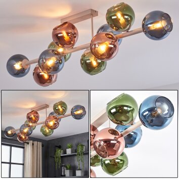 Plafonnier Koyoto 10 lumières à globes, luminaire de plafond E14 rétro