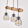 Gondo suspension bois avec barre façon tronc, 3 flammes E27, longueur 60 cm