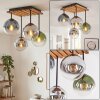 Plafonnier boule Gastor 4 lumières E14, lattes décoratives, style boho rétro