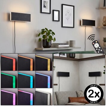 Moderne LED Applique murale Axion rectangle plat, lot de 2, RGB, 3000 Kelvin blanc chaud