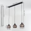 Nolen Hängeleuchte 3-flammig mit Rauchglas, ø 19 cm, Länge 105,5 cm