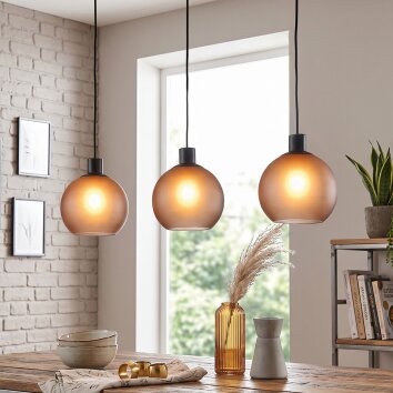 Nolen suspension 3 lampes E27 longueur 105,5 cm, luminaire salle à manger