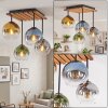 Koyoto plafonnier suspendu salon 4 lumières E14 avec abat-jour globe rétro