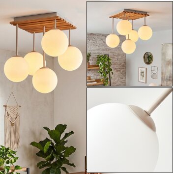 Gastor plafonnier boule à 5 lumières, luminaire plafond style boho scandinave moderne