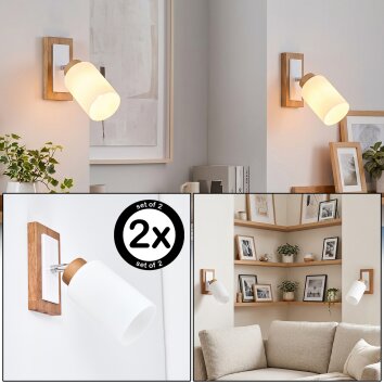 Alvorn applique murale orientable E27, lot de 2, abat-jour cylindrique scandinave