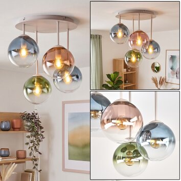 Gastor plafonnier boule 4 lumières E14 Ø 38 cm, style rétro vintage